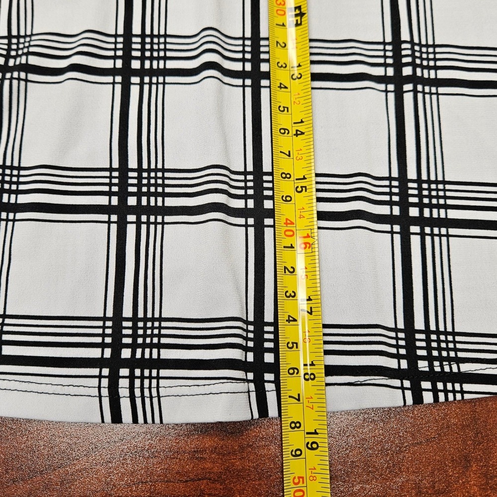 Black White Plaid Mock Neck Sleeveless Blouse Minimalist Office Core Plus 2XL - Picture 6 of 10